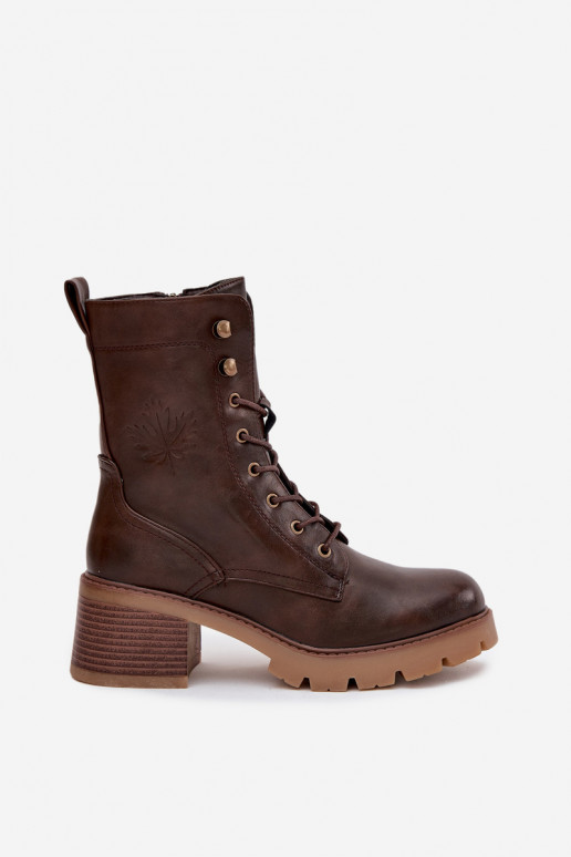 Women's Workery Block Heeled Boots Vinceza 89136 Warm Brown Women's Workery Block Heeled Boots Vinceza 89136 Warm Brown