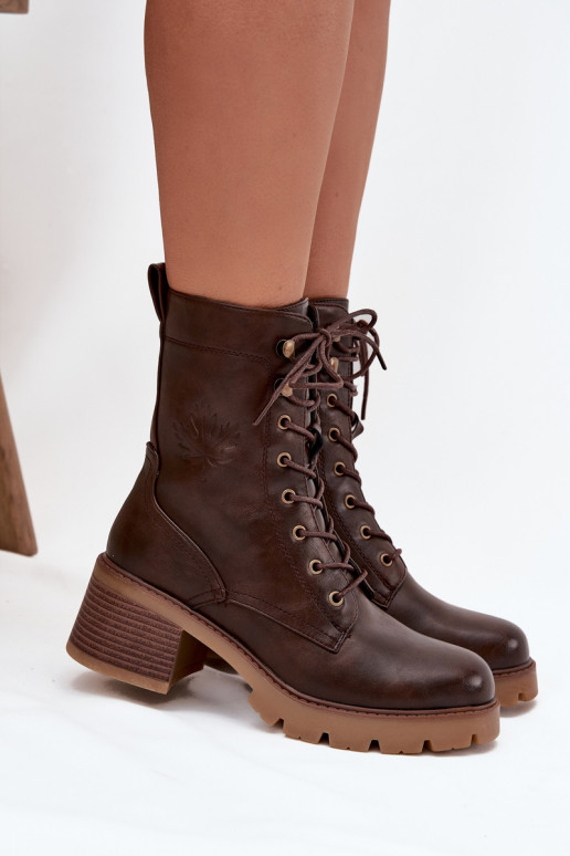 Women's Workery Block Heeled Boots Vinceza 89136 Warm Brown Women's Workery Block Heeled Boots Vinceza 89136 Warm Brown