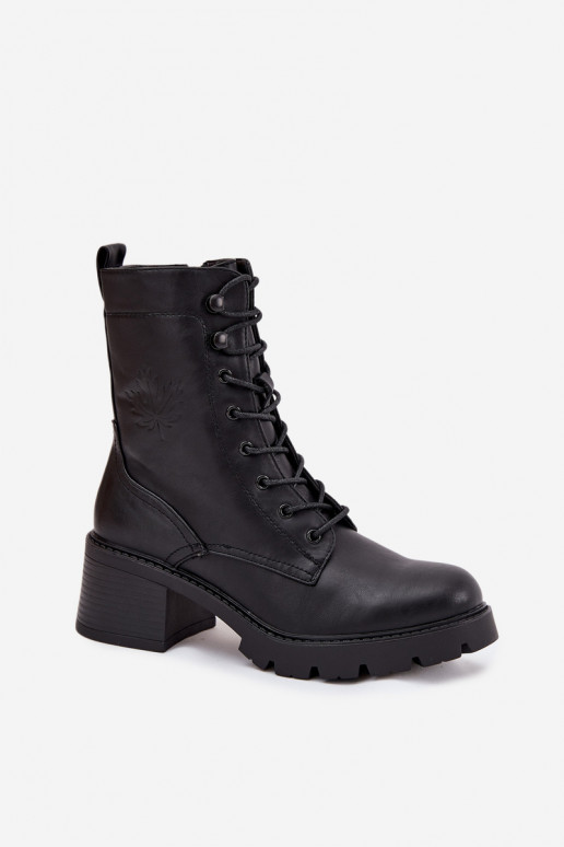 Women's workery boots on block Vinceza 89136 black