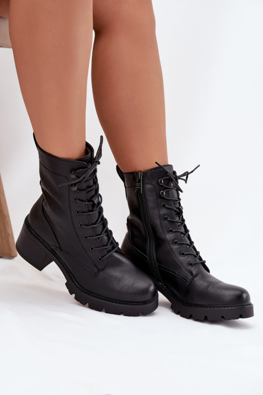 Women's workery boots on block Vinceza 89136 black