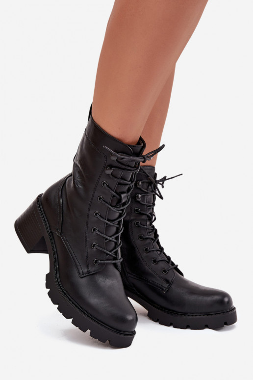 Botki Workery Damskie Na Klocku Ocieplane Vinceza 89136 Czarne