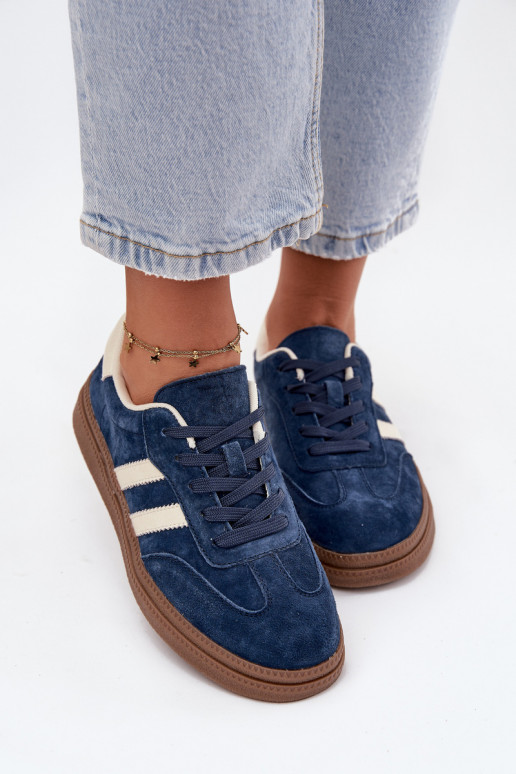 Women's Suede Sneakers on Platform Dark Blue Sylviona Women's Suede Sneakers on Platform Dark Blue Sylviona