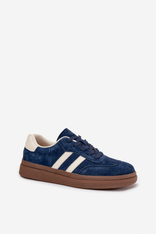 Women's Suede Sneakers on Platform Dark Blue Sylviona Women's Suede Sneakers on Platform Dark Blue Sylviona