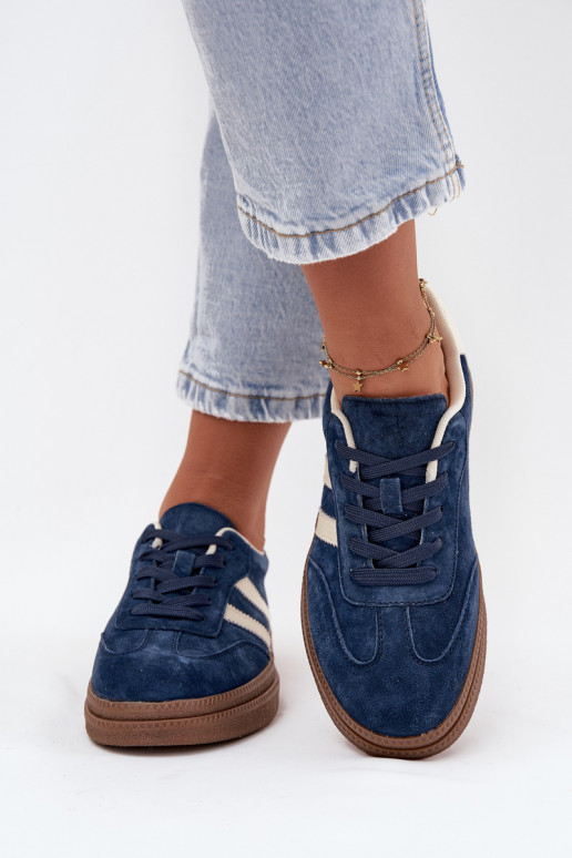 Women's Suede Sneakers on Platform Dark Blue Sylviona Women's Suede Sneakers on Platform Dark Blue Sylviona
