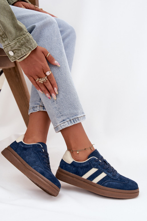 Women's Suede Sneakers on Platform Dark Blue Sylviona Women's Suede Sneakers on Platform Dark Blue Sylviona