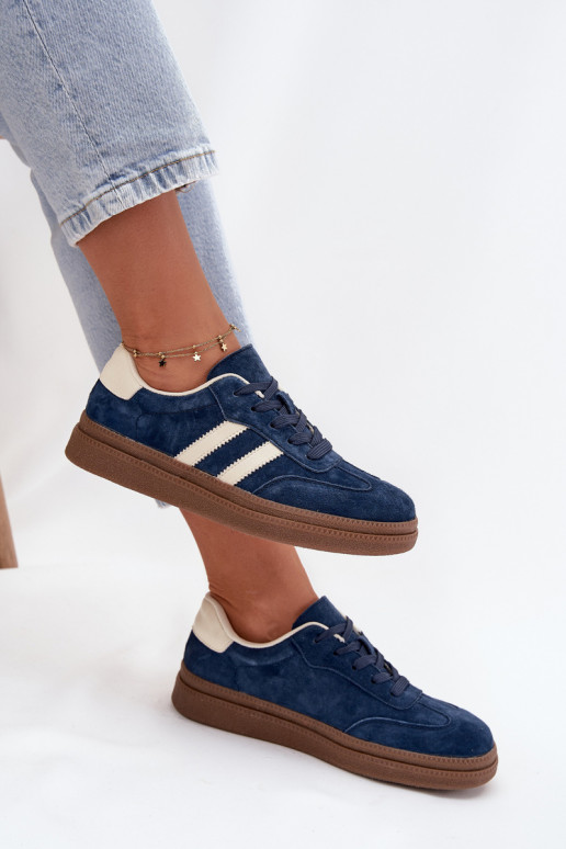 Women's Suede Sneakers on Platform Dark Blue Sylviona Women's Suede Sneakers on Platform Dark Blue Sylviona