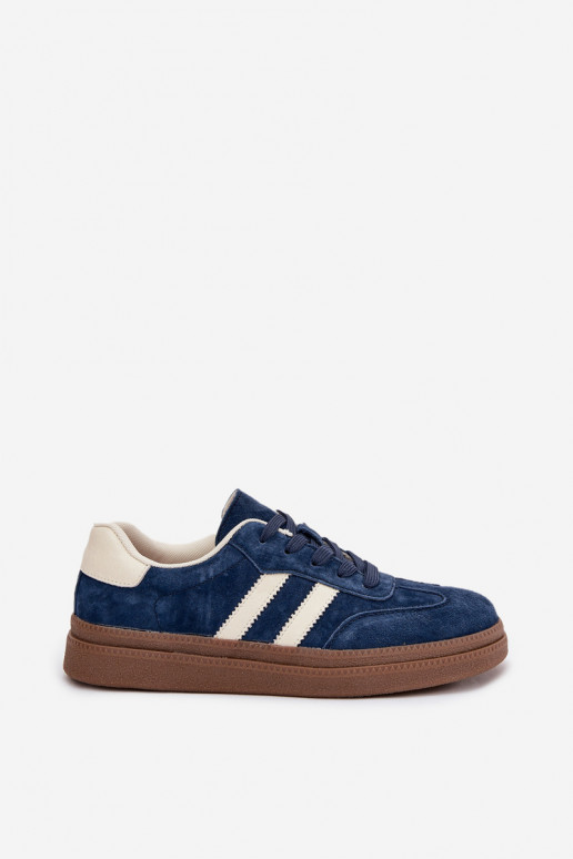 Women's Suede Sneakers on Platform Dark Blue Sylviona Women's Suede Sneakers on Platform Dark Blue Sylviona