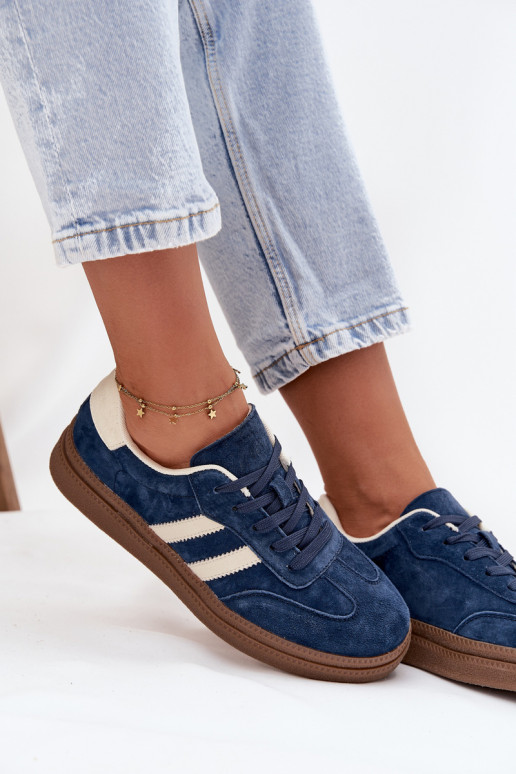 Women's Suede Sneakers on Platform Dark Blue Sylviona Women's Suede Sneakers on Platform Dark Blue Sylviona