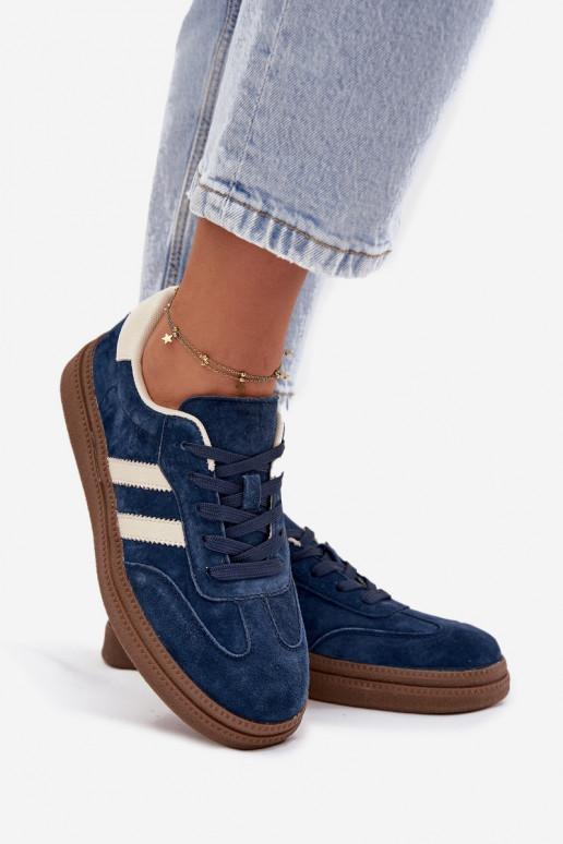 Women's Suede Sneakers on Platform Dark Blue Sylviona Women's Suede Sneakers on Platform Dark Blue Sylviona