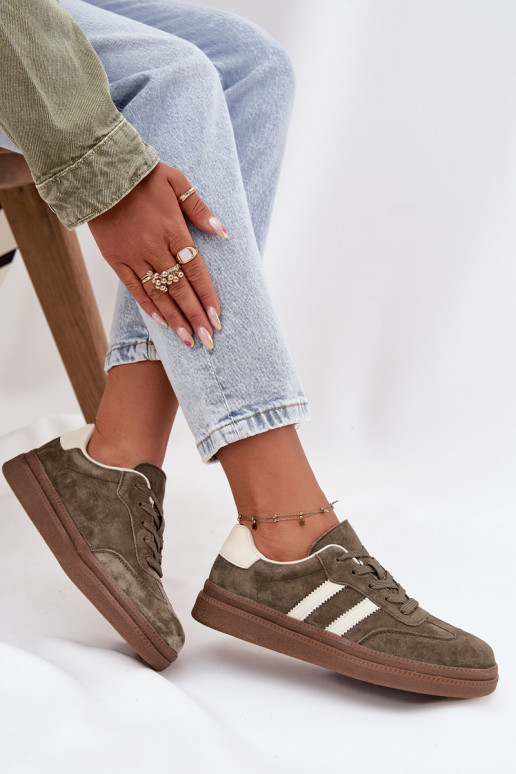 Women's Suede Sneakers on Platform Dark Green Sylviona Women's Suede Sneakers on Platform Dark Green Sylviona