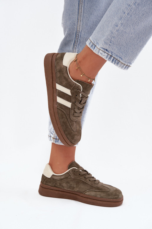 Sneakersy Damskie Zamszowe Na Platformie Ciemnozielone Sylviona Sneakersy Damskie Zamszowe Na Platformie Ciemnozielone Sylviona