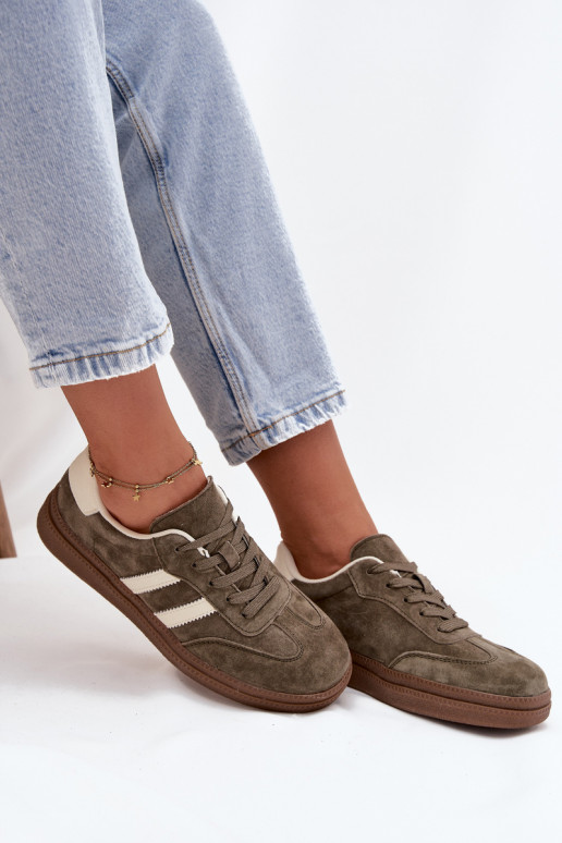 Sneakersy Damskie Zamszowe Na Platformie Ciemnozielone Sylviona Sneakersy Damskie Zamszowe Na Platformie Ciemnozielone Sylviona