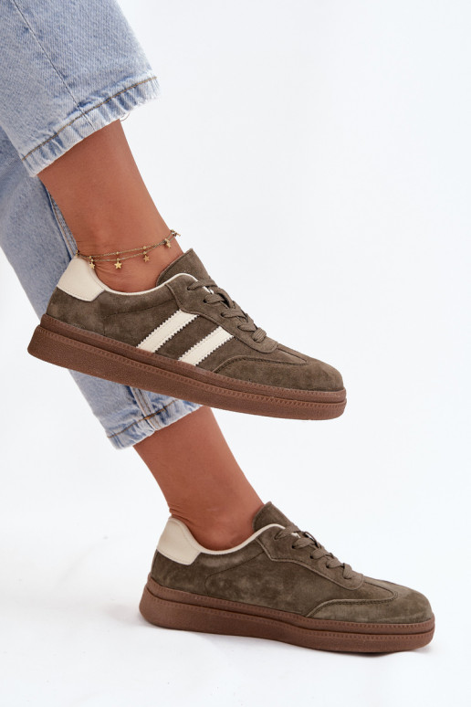 Sneakersy Damskie Zamszowe Na Platformie Ciemnozielone Sylviona Sneakersy Damskie Zamszowe Na Platformie Ciemnozielone Sylviona