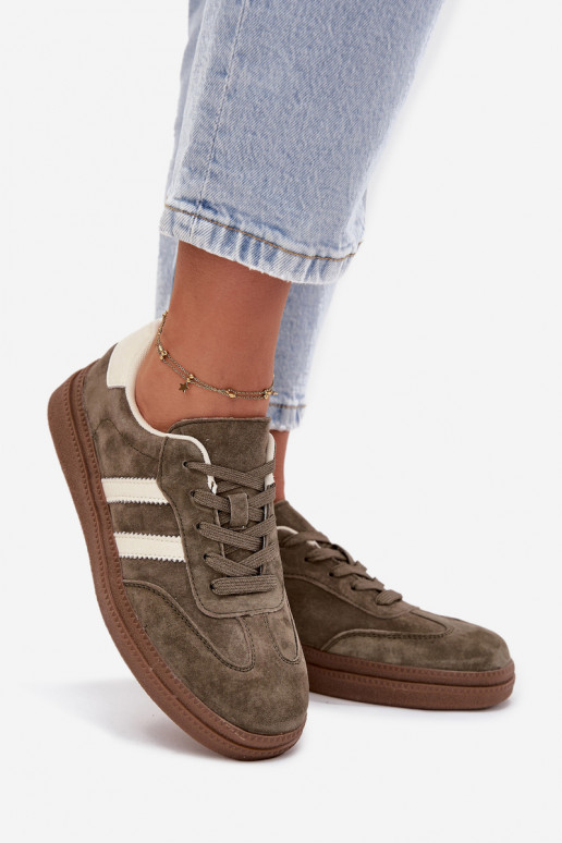 Sneakersy Damskie Zamszowe Na Platformie Ciemnozielone Sylviona Sneakersy Damskie Zamszowe Na Platformie Ciemnozielone Sylviona