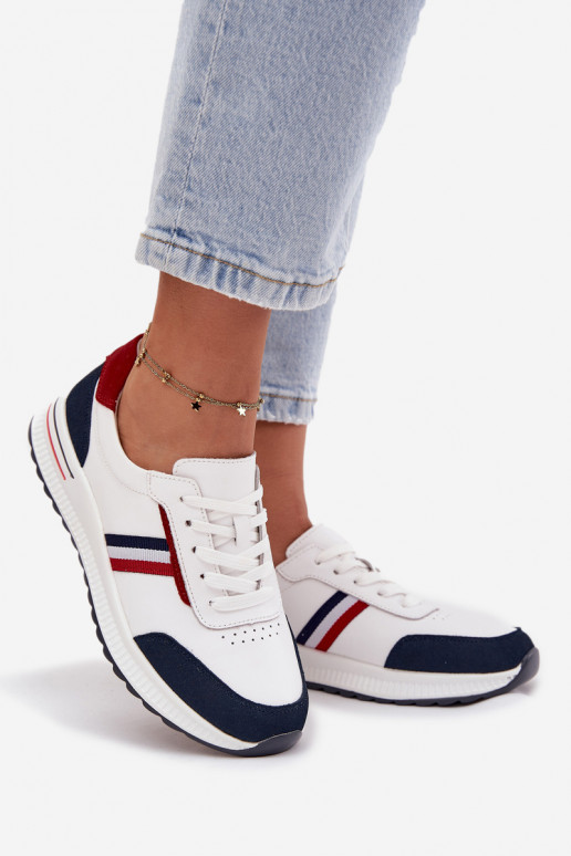 Leather Women's Sports Shoes White Navy Lorvessa