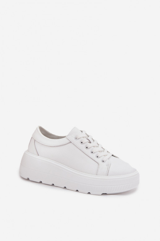 Leather Sneakers On Chunky Platform White Sylvessa Leather Sneakers On Chunky Platform White Sylvessa