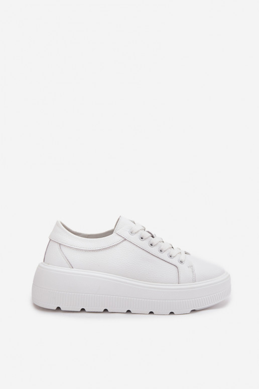 Leather Sneakers On Chunky Platform White Sylvessa Leather Sneakers On Chunky Platform White Sylvessa