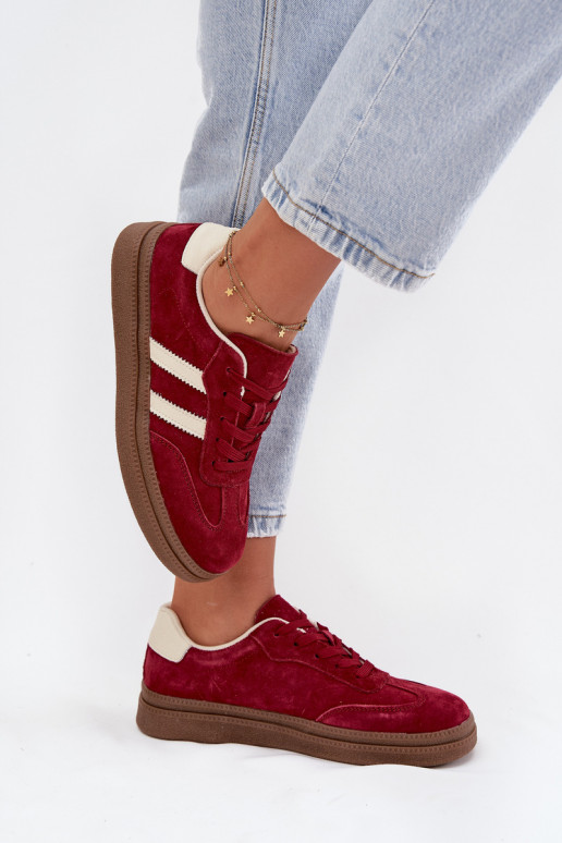 Women's Suede Sneakers on Platform Bordeaux Sylviona
