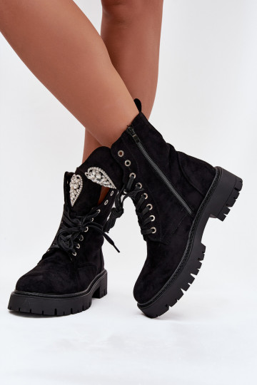 Women's workery with crystals on tongue black Rosira 2