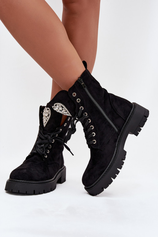 Women's workery with crystals on tongue black Rosira Women's workery with crystals on tongue black Rosira