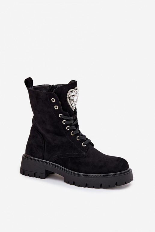 Women's workery with crystals on tongue black Rosira Women's workery with crystals on tongue black Rosira