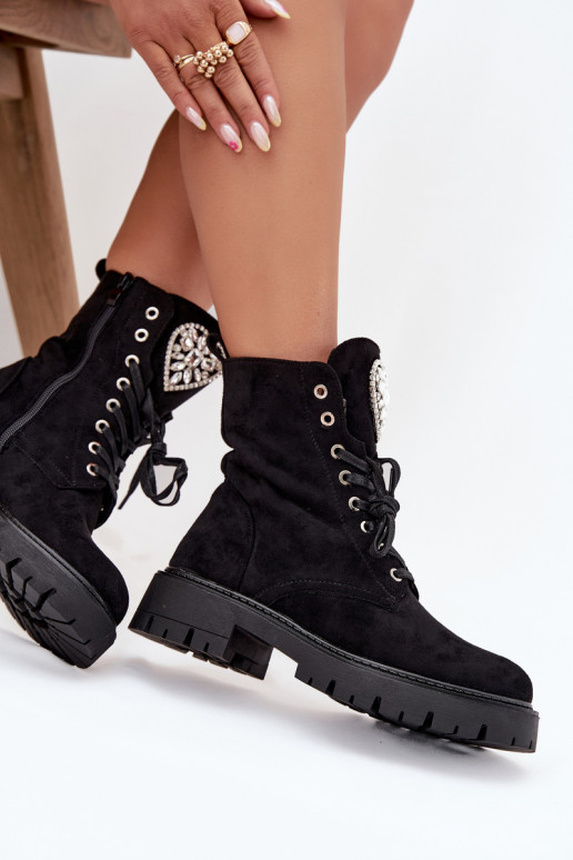 Women's workery with crystals on tongue black Rosira Women's workery with crystals on tongue black Rosira