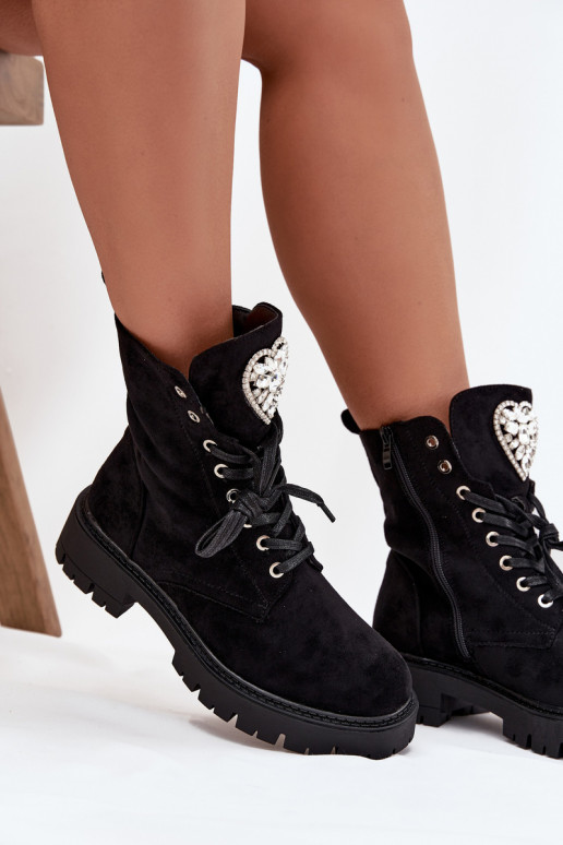 Women's workery with crystals on tongue black Rosira Women's workery with crystals on tongue black Rosira