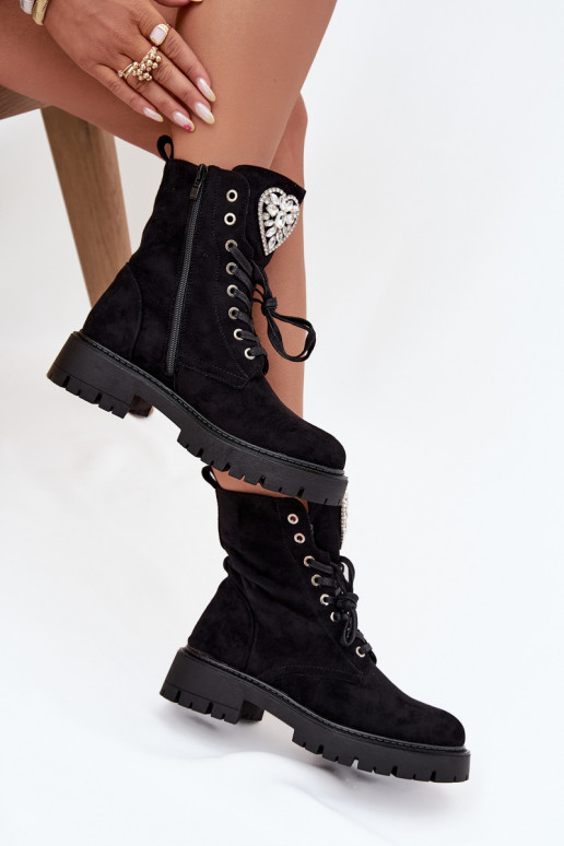 Women's workery with crystals on tongue black Rosira Women's workery with crystals on tongue black Rosira