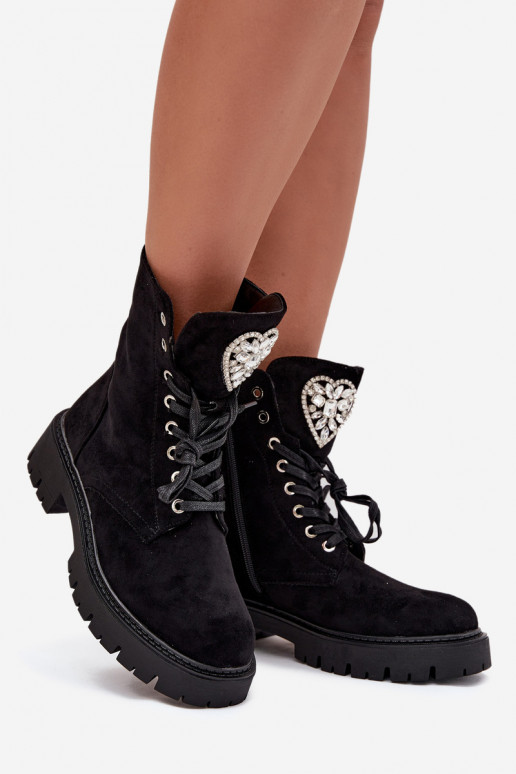 Women's workery with crystals on tongue black Rosira Women's workery with crystals on tongue black Rosira