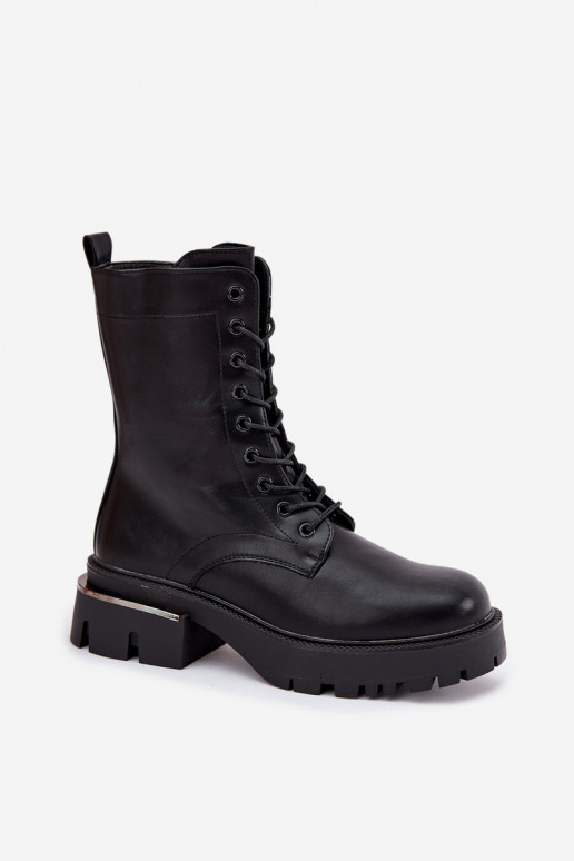 Women's Work Boots on Block Heel Black Alviora