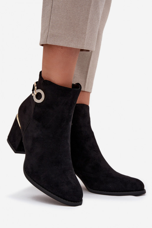 Insulated women's ankle boots with golden details on heel black Dorisse