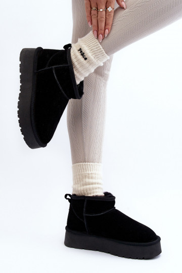 Fashionable Suede Low Snow Boots Black Nucca 2