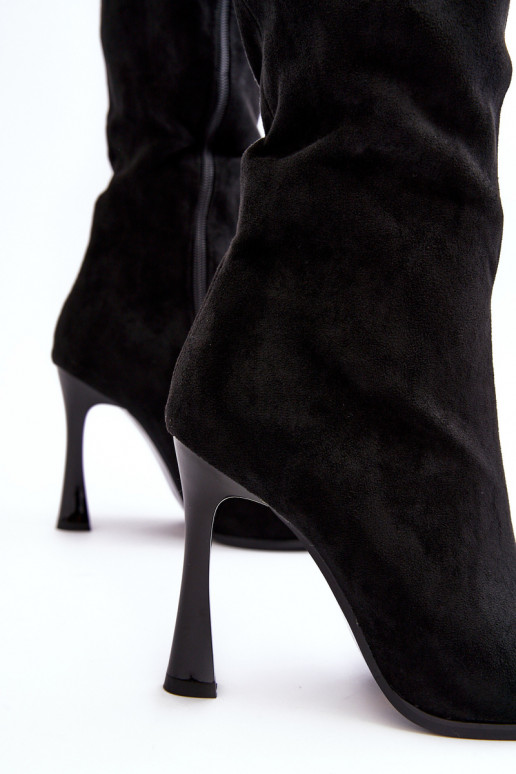 Women's Heeled Fur-Lined Boots Black Isot