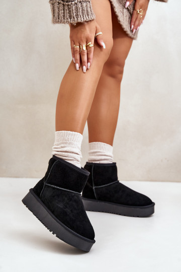 Women's Suede Snow Boots On Platform Above Ankle Black Rianaella 2