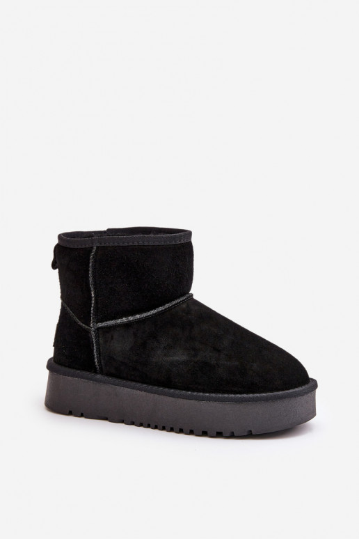 Women's Suede Snow Boots On Platform Above Ankle Black Rianaella
