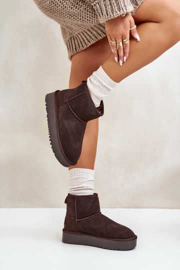 Women's Suede Snow Boots on Platform Above Ankle Brown Rianaella 2