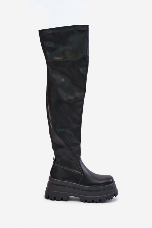 Knee High Boots On A Massive Platform Black Zinera