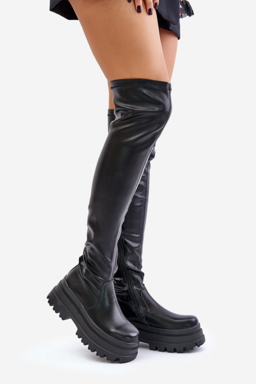 Knee High Boots On A Massive Platform Black Zinera