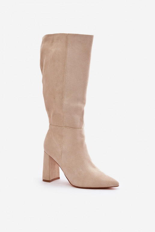 Knee High Heeled Boots Light Beige Lannetea Knee High Heeled Boots Light Beige Lannetea