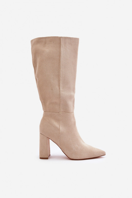Knee High Heeled Boots Light Beige Lannetea Knee High Heeled Boots Light Beige Lannetea