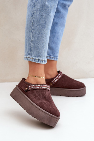 Snow Boots With Decorative Embroidery Chocolate Selithria 2