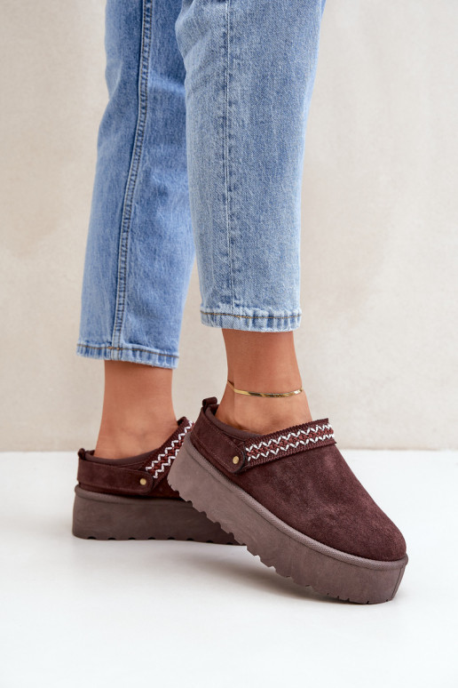 Snow Boots With Decorative Embroidery Chocolate Selithria