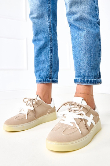 Brązowe sneakersy na platformie z białą wstawką Eriksen