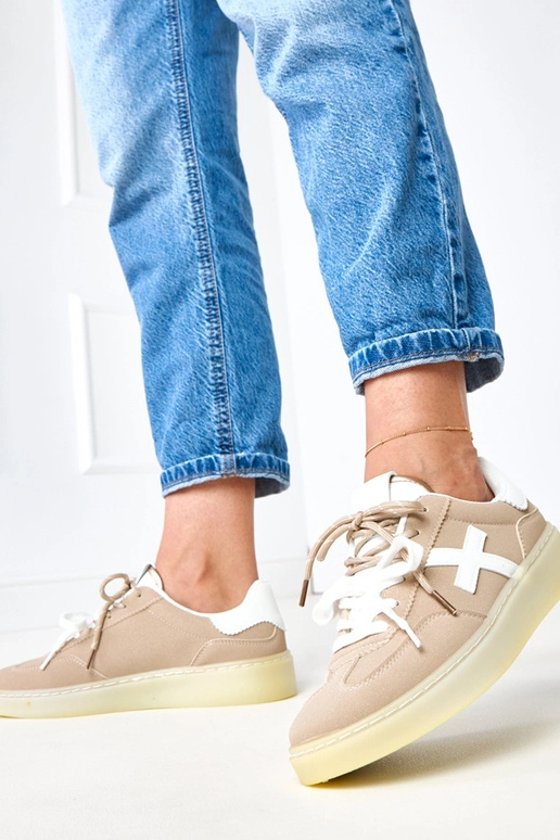 Brązowe sneakersy na platformie z...