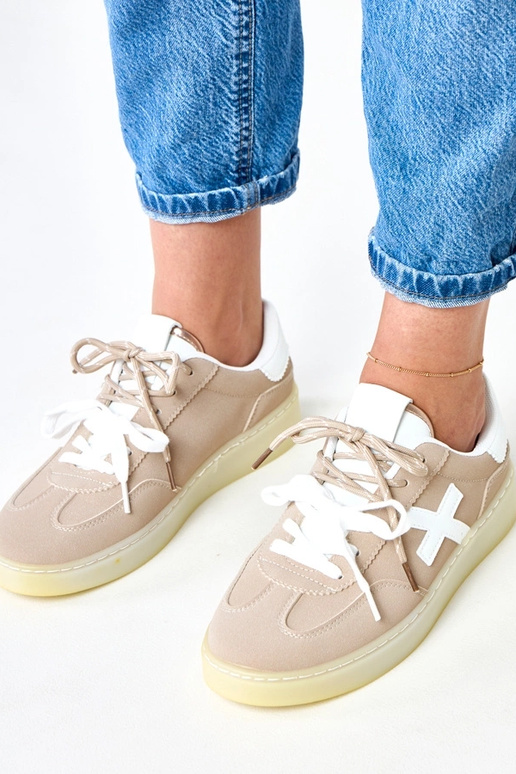 Brązowe sneakersy na platformie z...