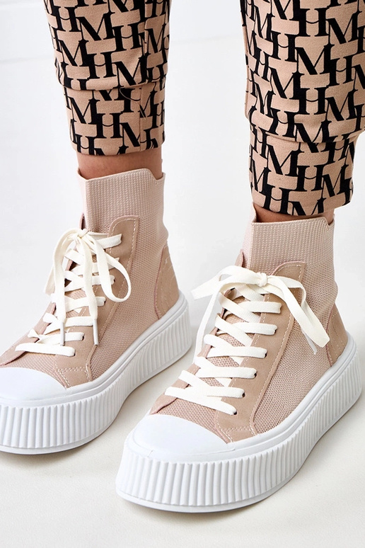 Różowe wsuwane skarpetkowe trampki na...