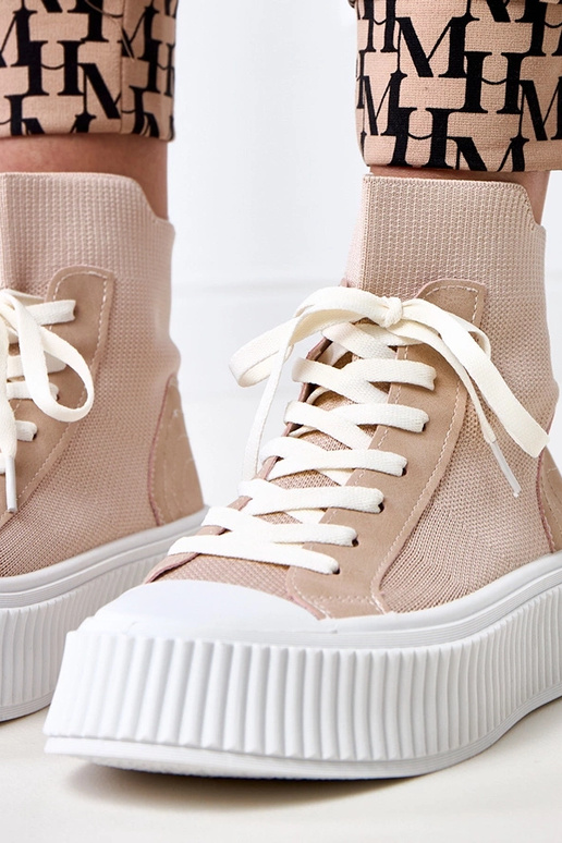 Różowe wsuwane skarpetkowe trampki na...