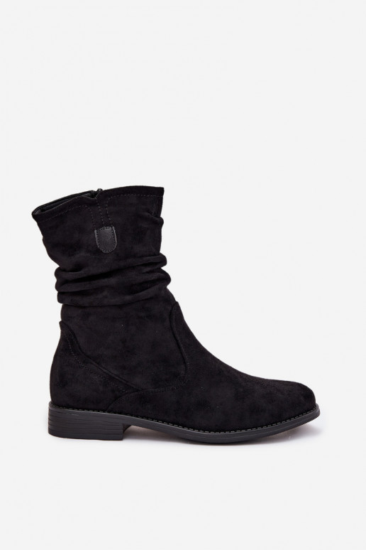 Insulated Women's Booties With Wrinkled Shaft On Flat Heel Krisia