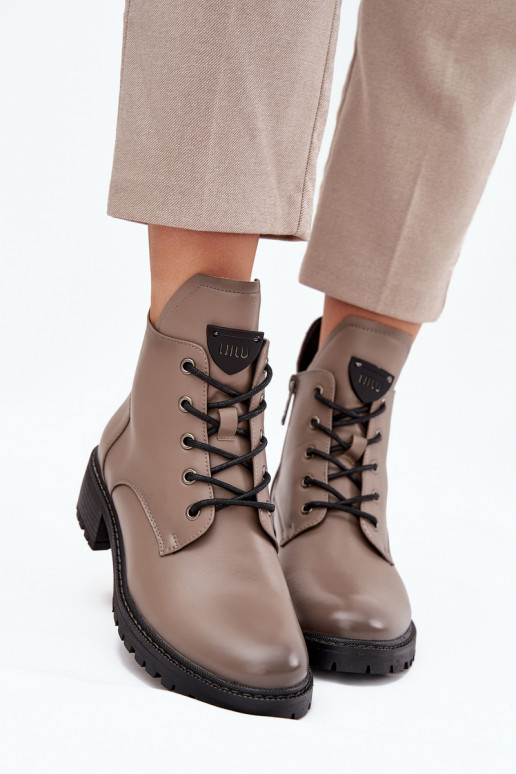 Insulated Women's Block Heel Boots Vinceza 58609 Grey Insulated Women's Block Heel Boots Vinceza 58609 Grey