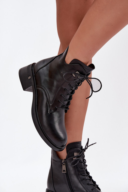 Insulated Women's Block Heeled Ankle Boots Vinceza 58602 Black